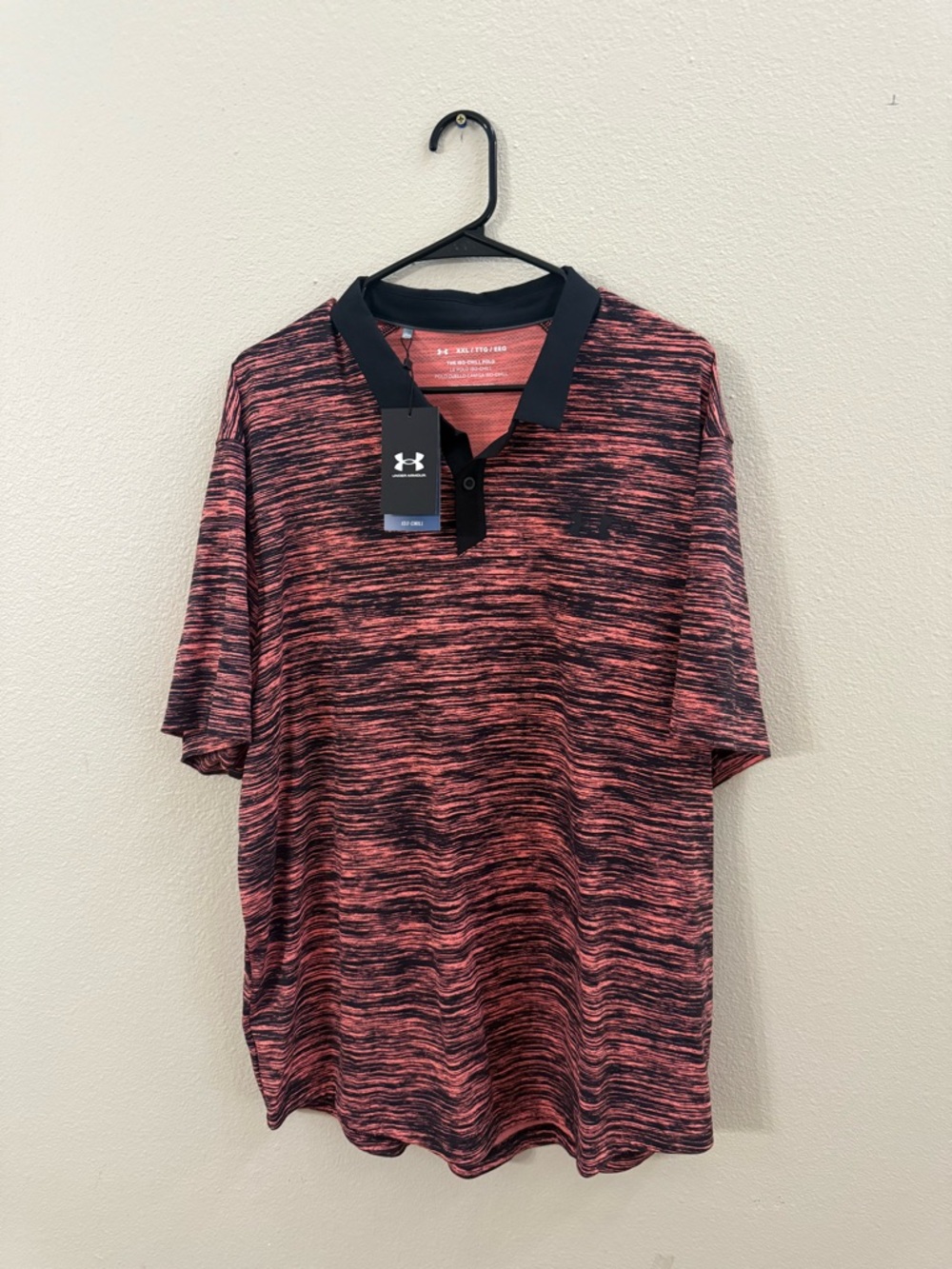 Under Armour Men’s Heathered Red Polo with Black Collar